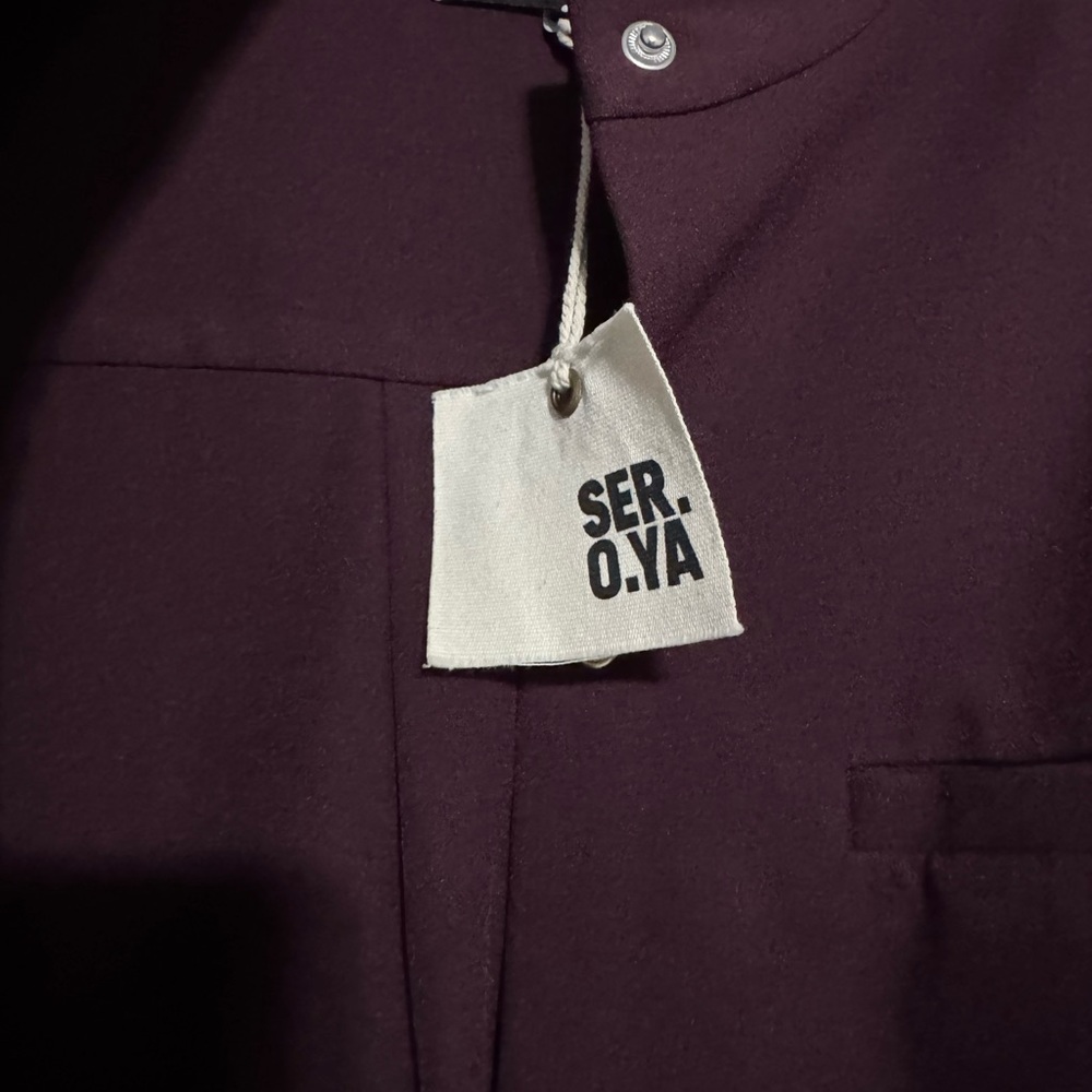 SER.O.YA Ali Heavy Crepe Shacket in Merlot - Picture 7 of 10